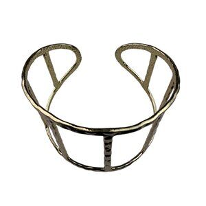 Gold Tone Womens Metal Cuff Bracelet Open Design Hammered Texture